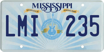 MS license plate LMI235
