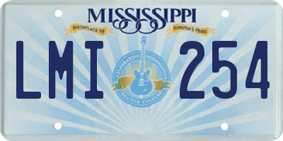 MS license plate LMI254