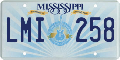 MS license plate LMI258