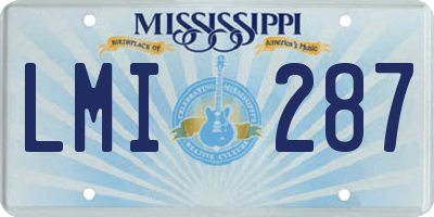 MS license plate LMI287