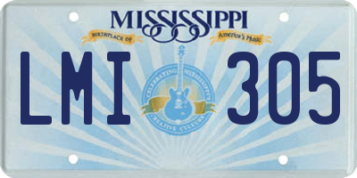 MS license plate LMI305