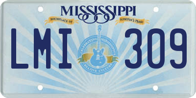 MS license plate LMI309