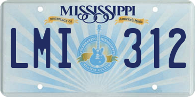 MS license plate LMI312