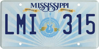 MS license plate LMI315