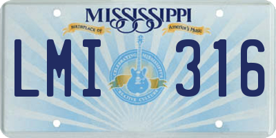 MS license plate LMI316