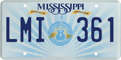 MS license plate LMI361