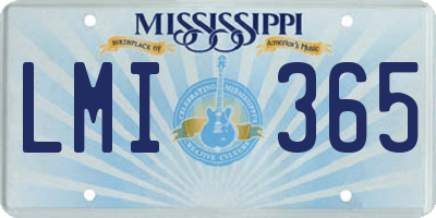 MS license plate LMI365