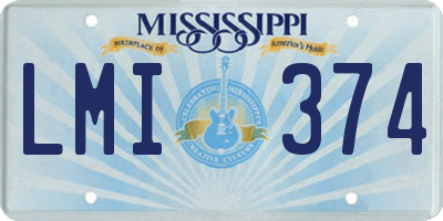 MS license plate LMI374