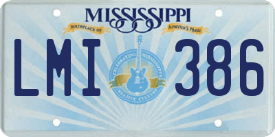 MS license plate LMI386