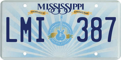 MS license plate LMI387
