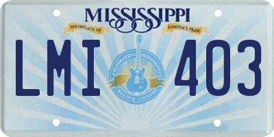 MS license plate LMI403