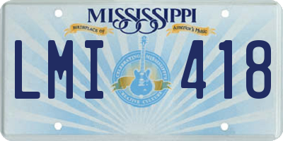 MS license plate LMI418
