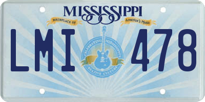 MS license plate LMI478