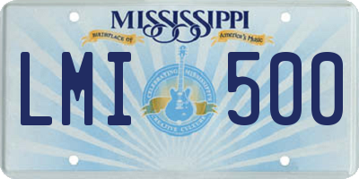 MS license plate LMI500