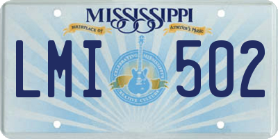 MS license plate LMI502