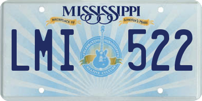 MS license plate LMI522