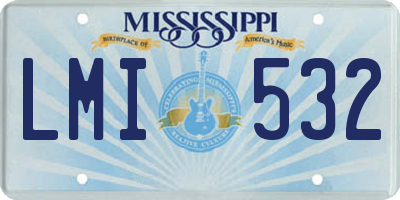 MS license plate LMI532