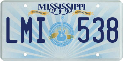 MS license plate LMI538
