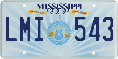 MS license plate LMI543