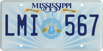 MS license plate LMI567