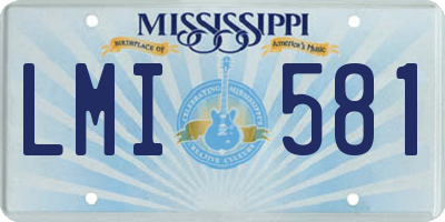 MS license plate LMI581