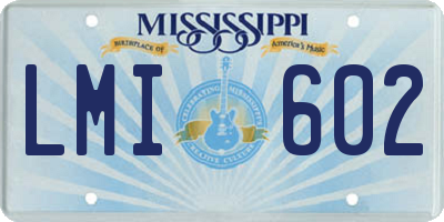 MS license plate LMI602