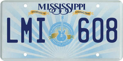 MS license plate LMI608