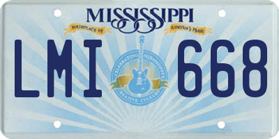 MS license plate LMI668
