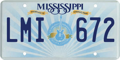 MS license plate LMI672