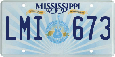 MS license plate LMI673