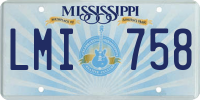 MS license plate LMI758