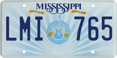 MS license plate LMI765