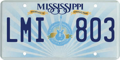 MS license plate LMI803