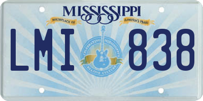 MS license plate LMI838