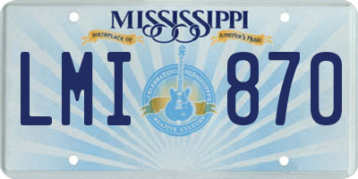 MS license plate LMI870