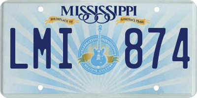 MS license plate LMI874