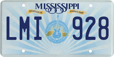 MS license plate LMI928