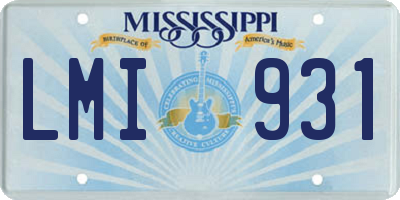 MS license plate LMI931