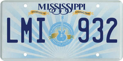 MS license plate LMI932