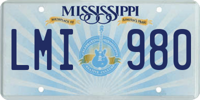 MS license plate LMI980