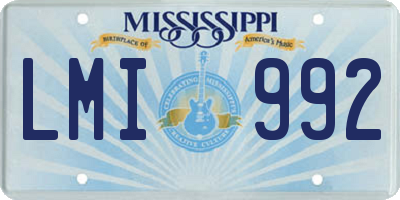 MS license plate LMI992