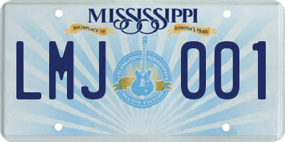 MS license plate LMJ001