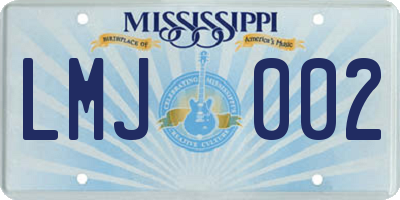 MS license plate LMJ002
