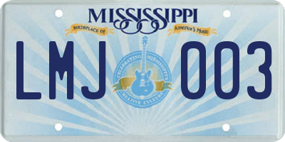 MS license plate LMJ003