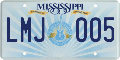 MS license plate LMJ005