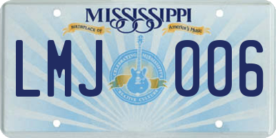 MS license plate LMJ006
