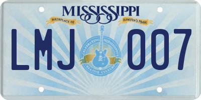 MS license plate LMJ007