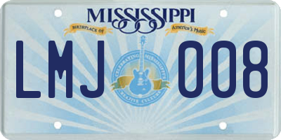 MS license plate LMJ008