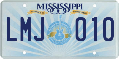 MS license plate LMJ010