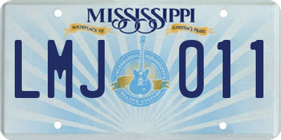 MS license plate LMJ011